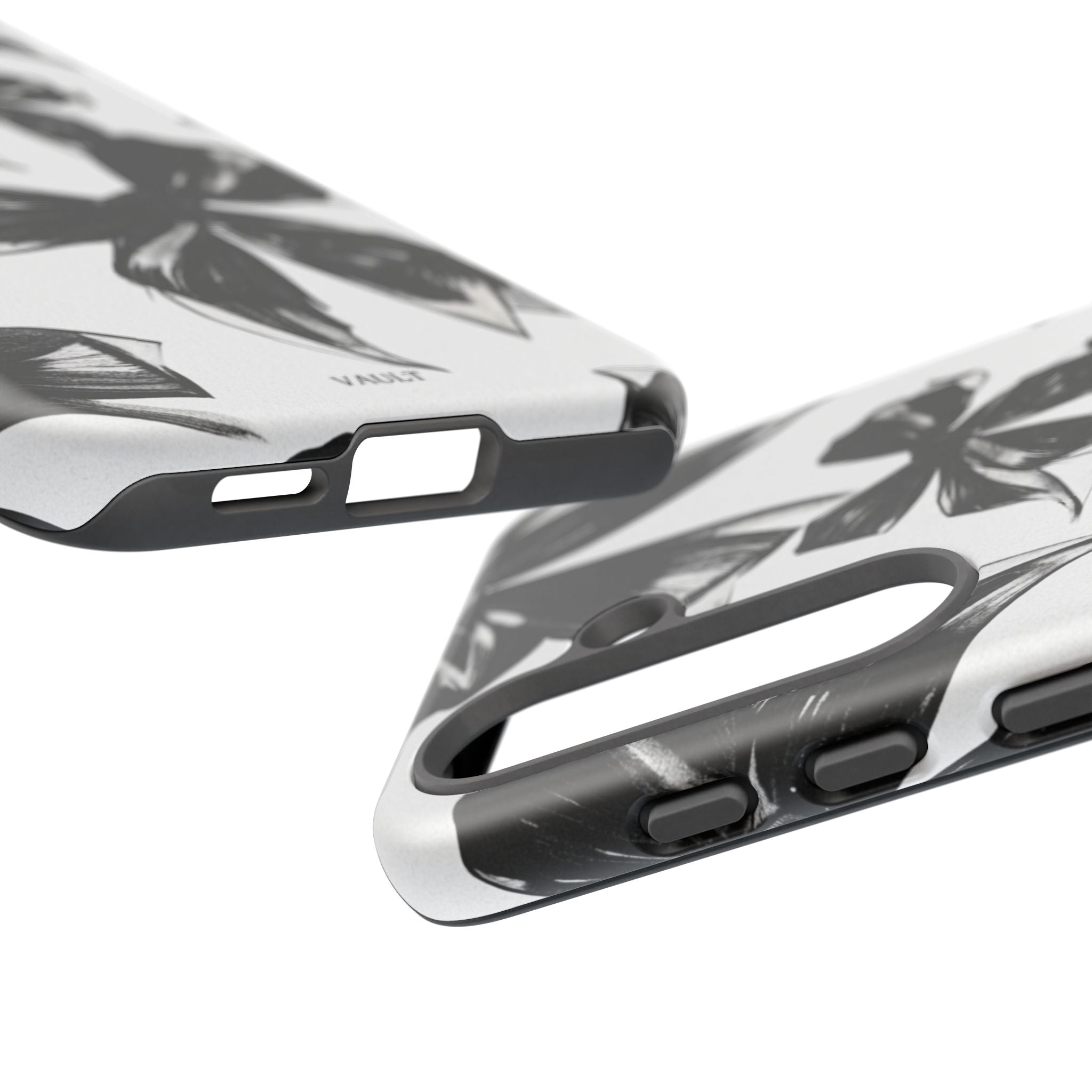 Floral Brushstroke Phone Case — Black & White Botanical Tough Case