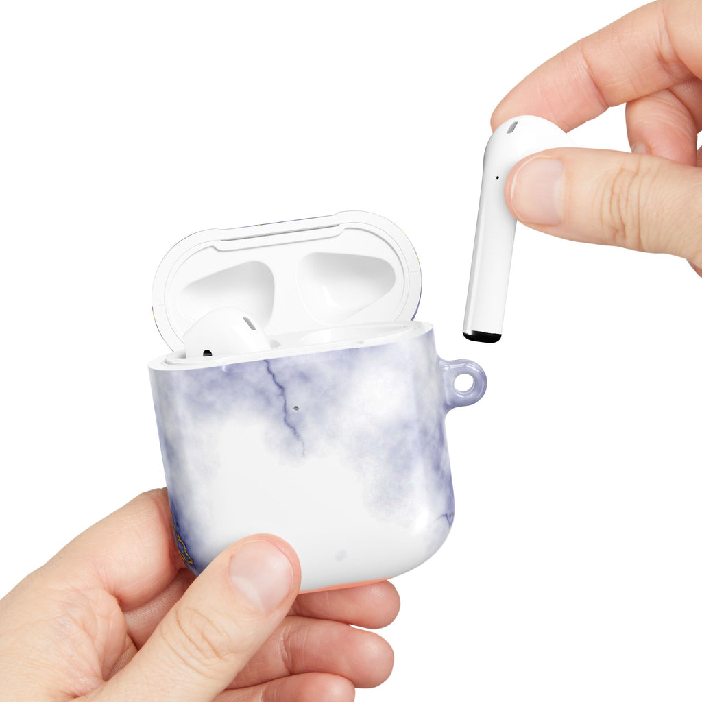 Marble Purple AirPod Case with Gold Veining — Elegant Protective Cover