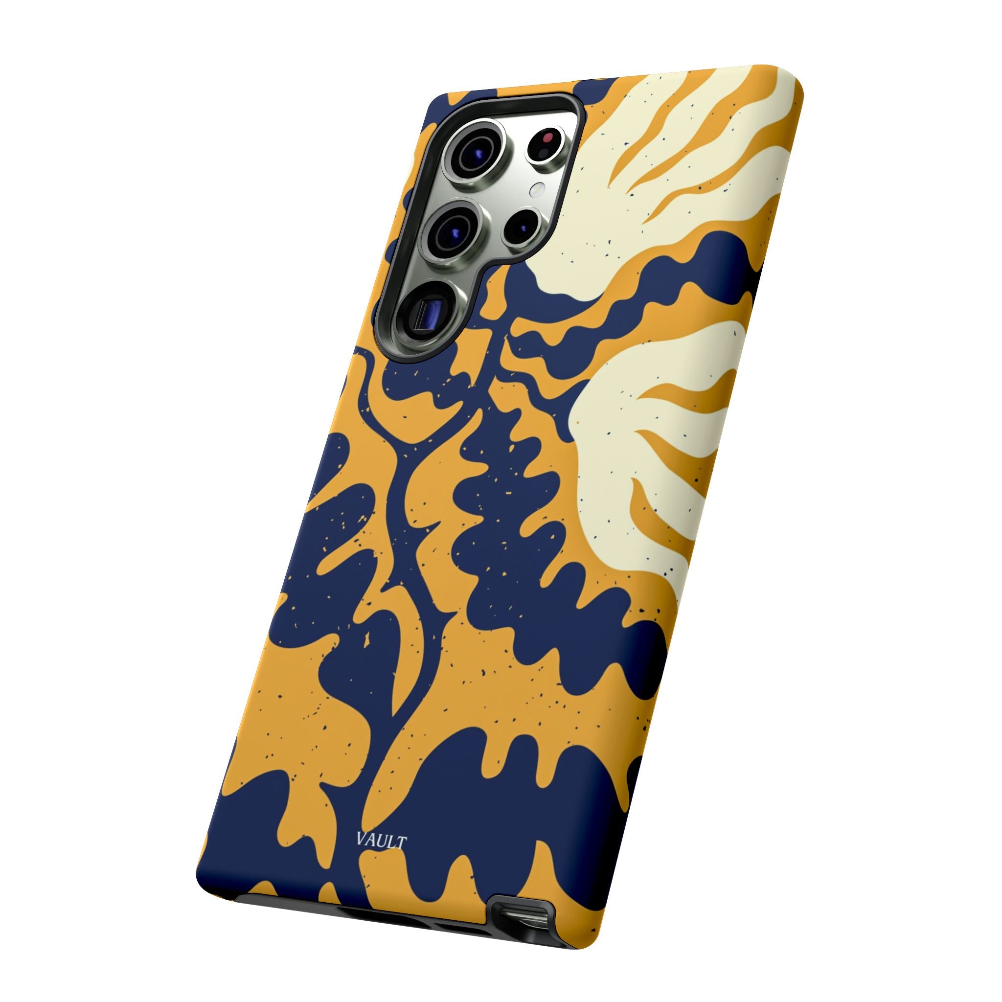Bold Abstract Floral Phone Case (Navy & Mustard)