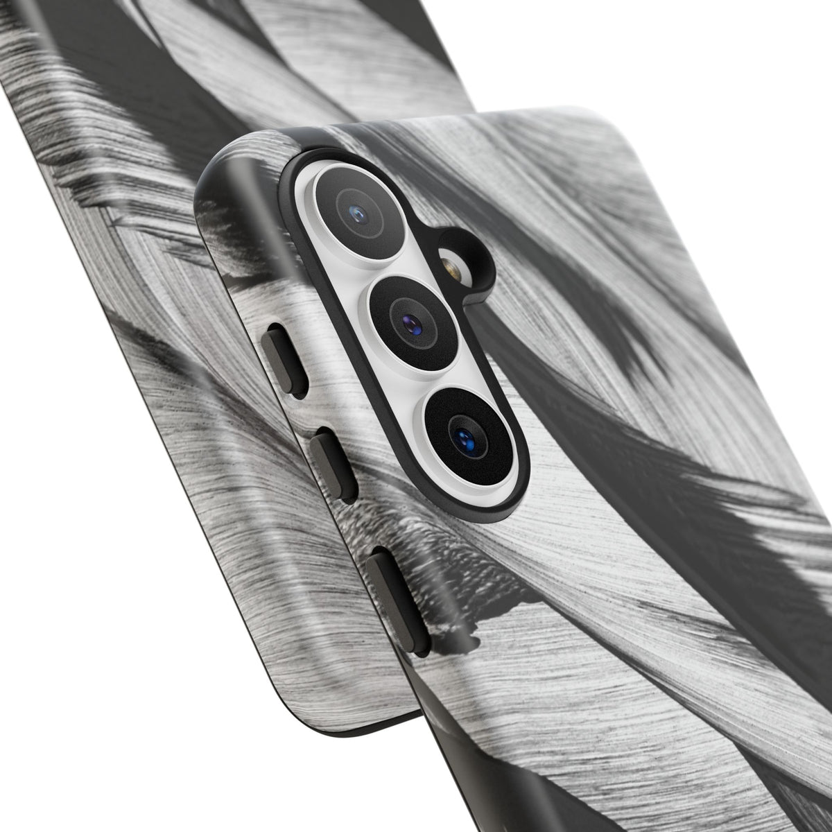 Monochrome Tropical Leaf Tough Phone Case — Black & White Botanical Protective Cover