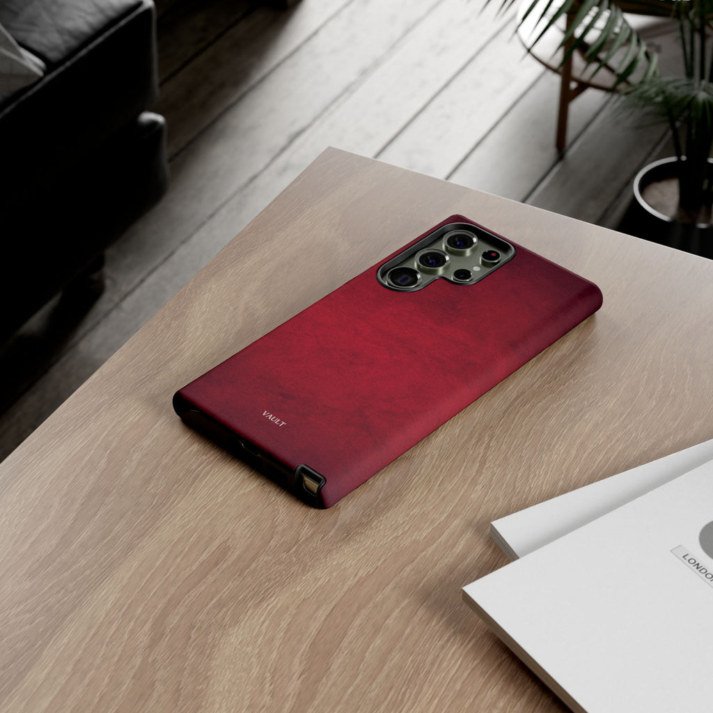Red Leather Texture Phone Case Impact-Resistant Case