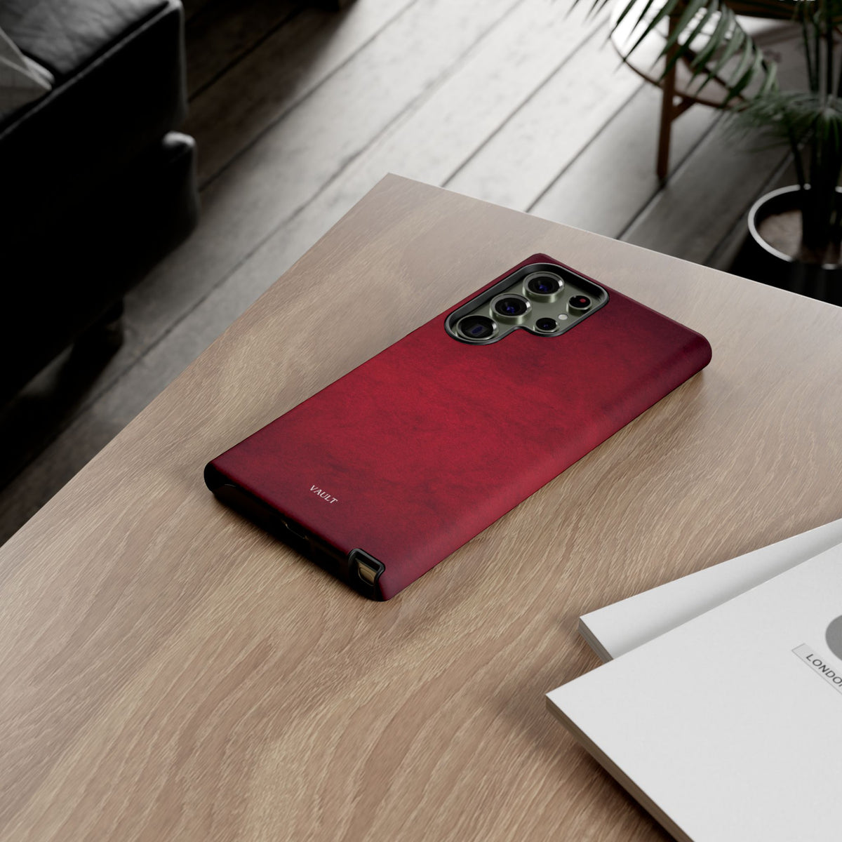 Red Leather Texture Phone Case Impact-Resistant Case