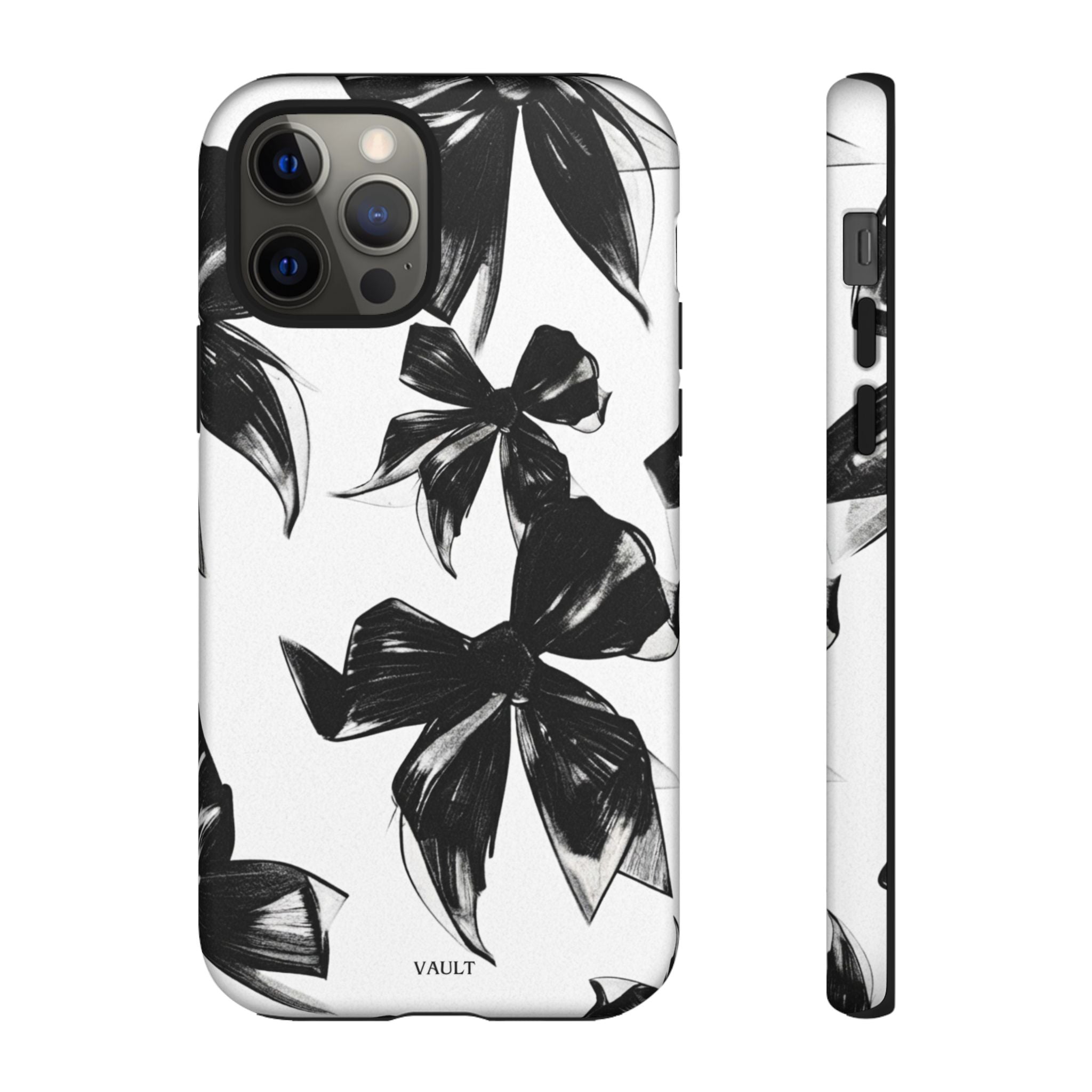 Floral Brushstroke Phone Case — Black & White Botanical Tough Case