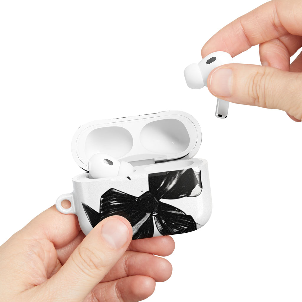 Floral Noir AirPod Case — Black & White Botanical Protective Cover