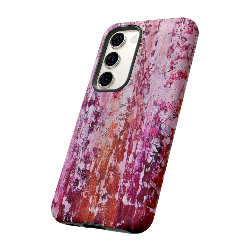 Pink Abstract Art Tough Phone Case — Protective Artistic Phone Cover