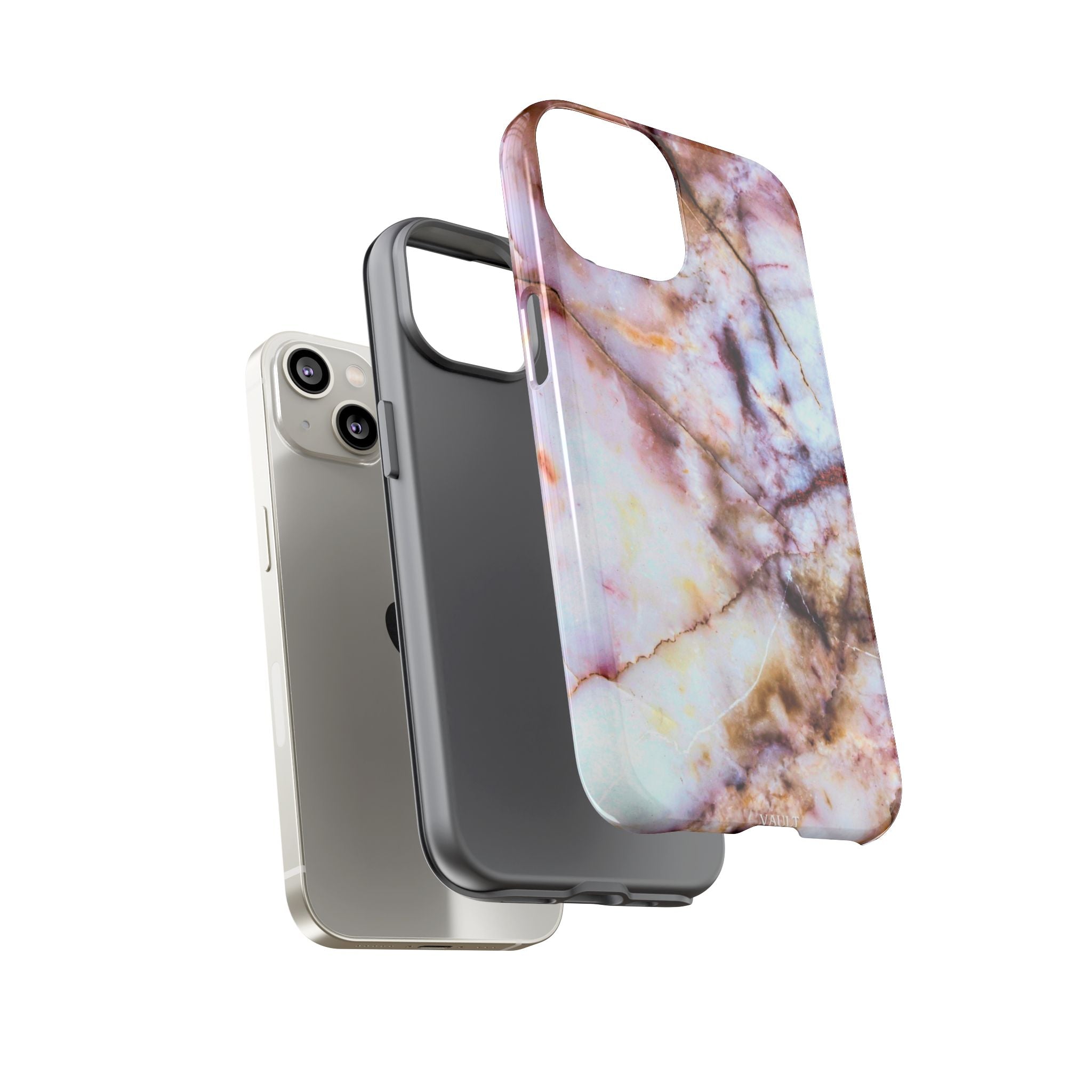 Marble Vein Tough Phone Case — Pink Quartz Protective Cover