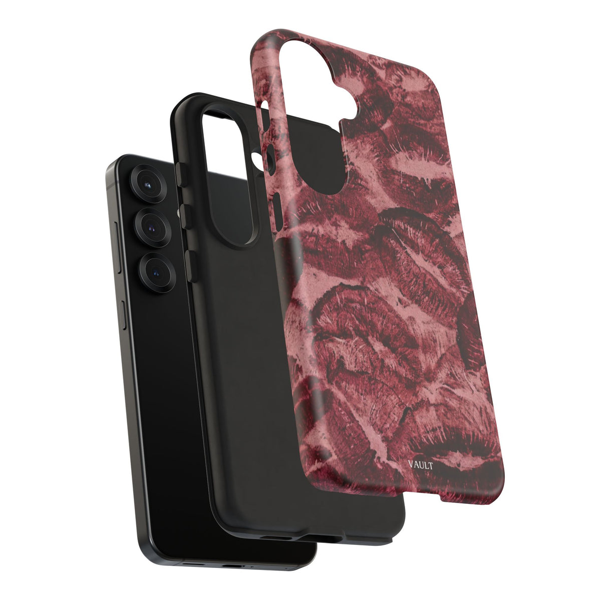 Kiss Print Phone Case – Burgundy Lip Pattern Protective Phone Cover