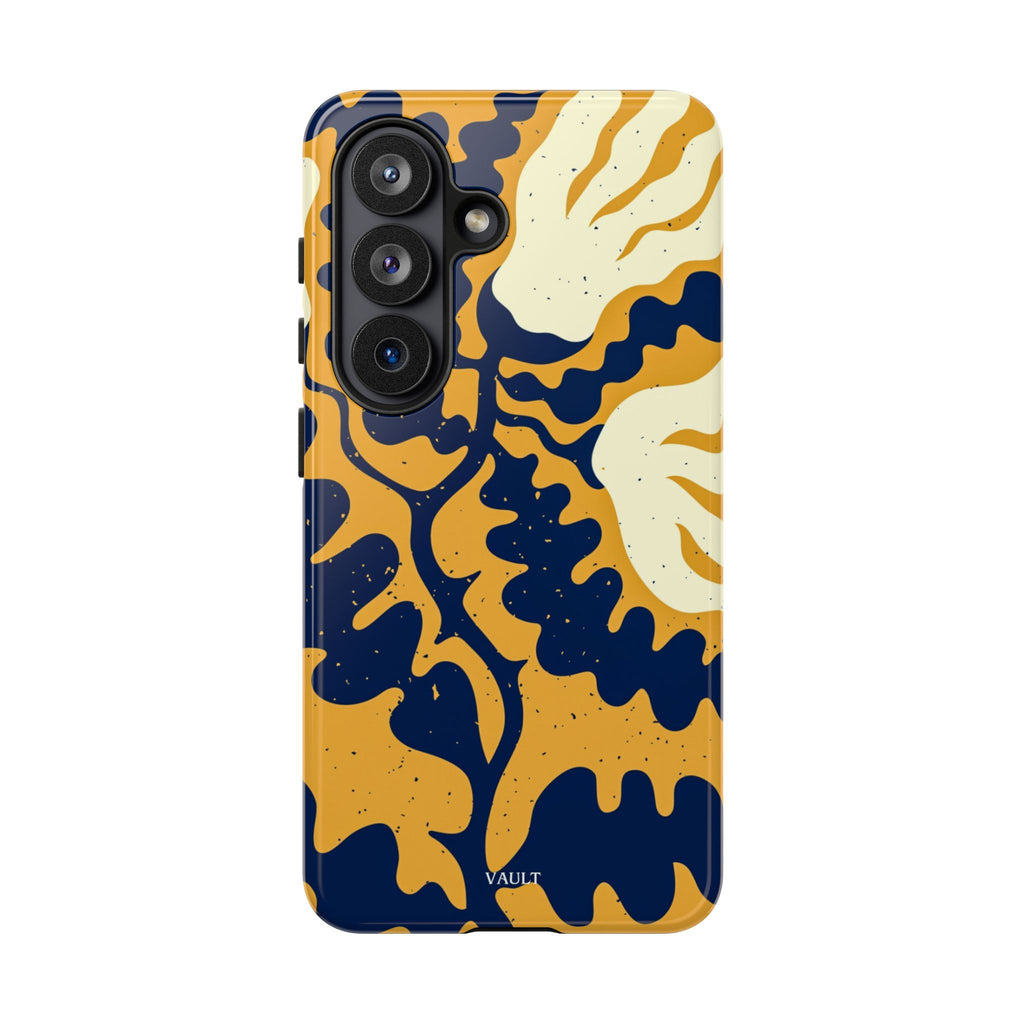 Bold Abstract Floral Phone Case (Navy & Mustard)