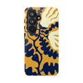 Bold Abstract Floral Phone Case (Navy & Mustard)