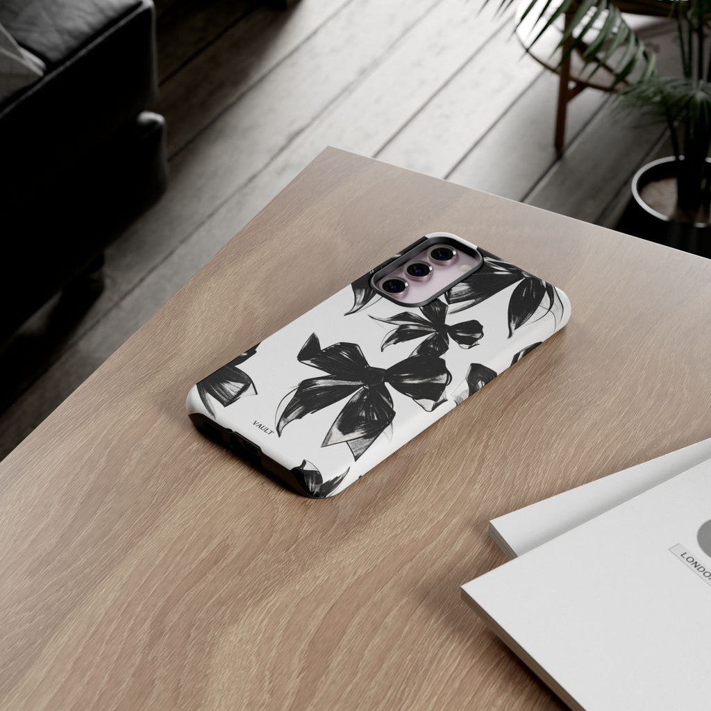 Floral Brushstroke Phone Case — Black & White Botanical Tough Case