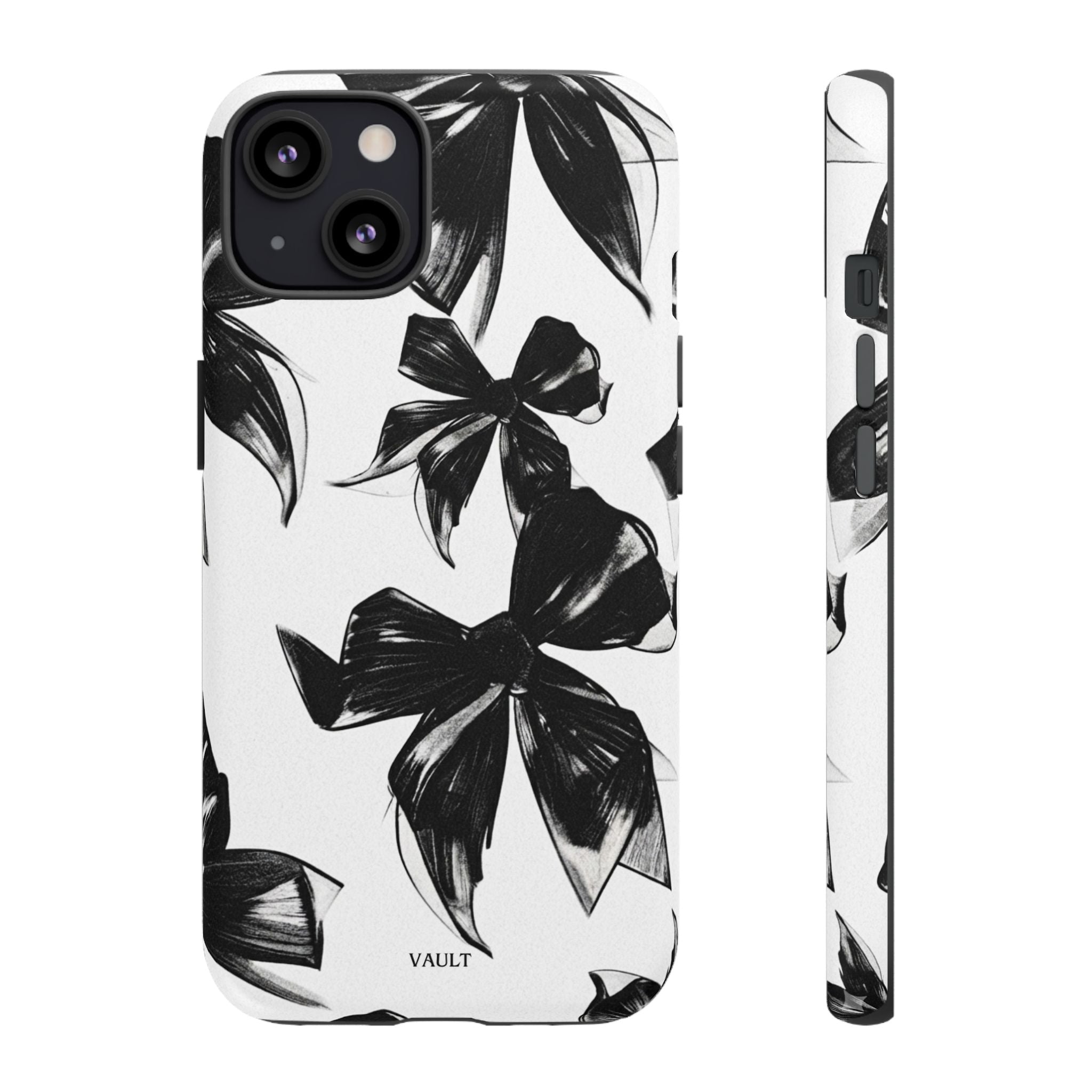 Floral Brushstroke Phone Case — Black & White Botanical Tough Case