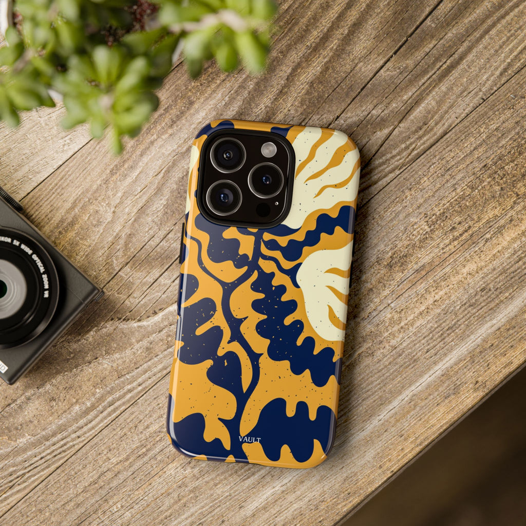 Bold Abstract Floral Phone Case (Navy & Mustard)