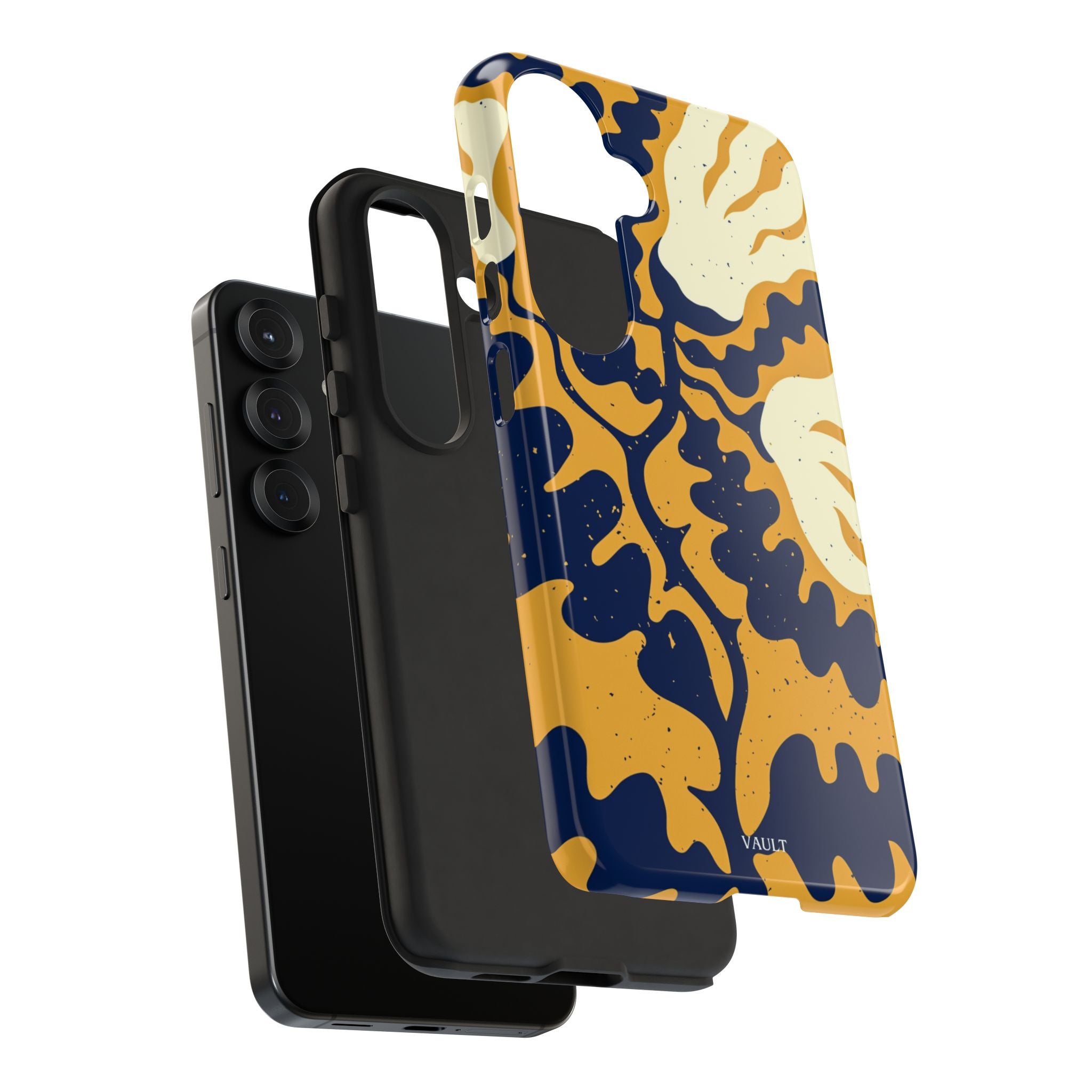 Bold Abstract Floral Phone Case (Navy & Mustard)