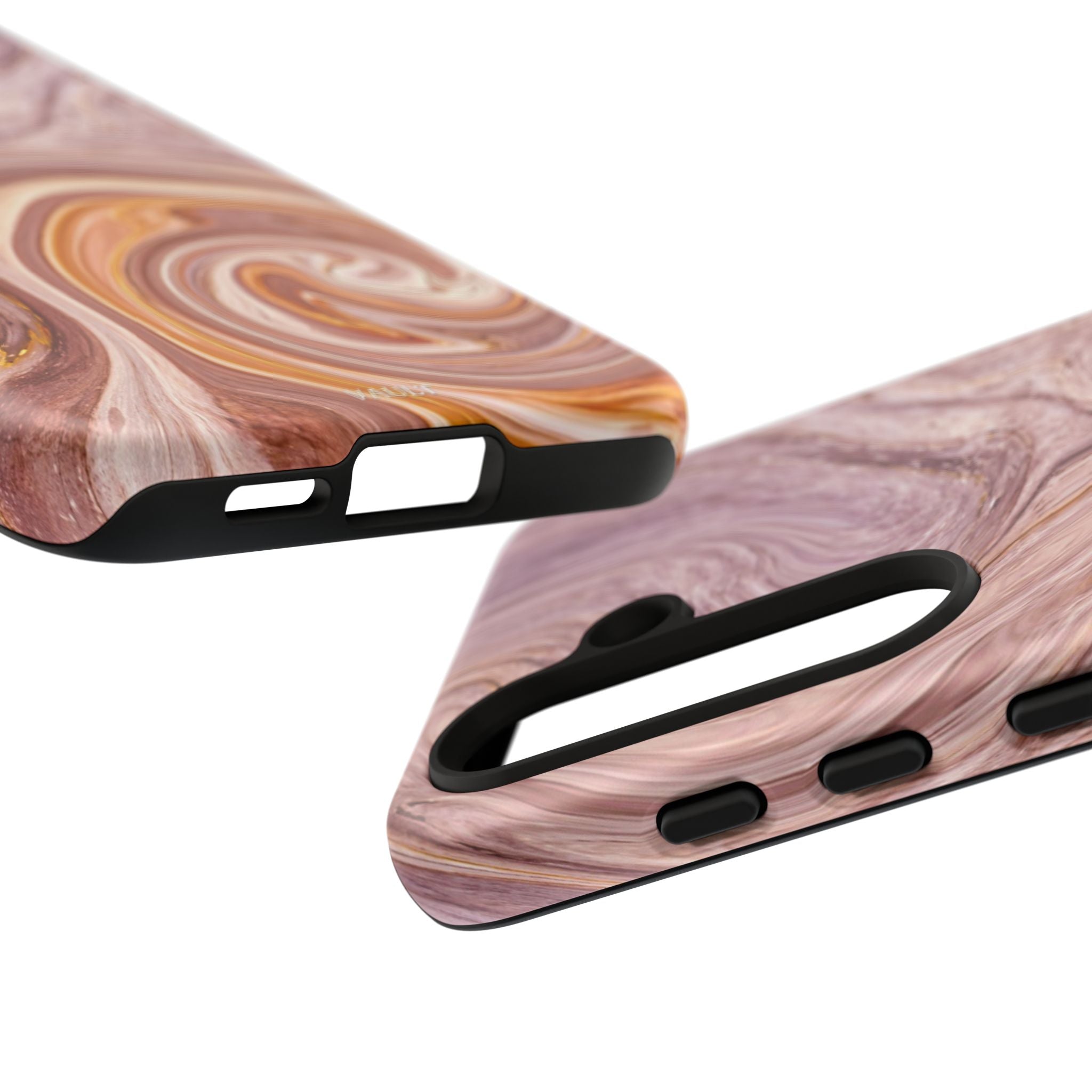 Marble Swirl Phone Case — Pink & Gold Abstract Tough Case