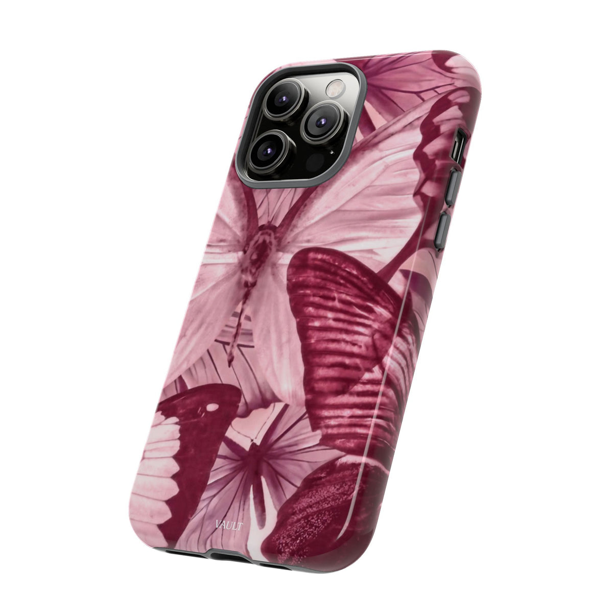Butterfly Tough Phone Case — Vintage Pink Floral Protective Cover