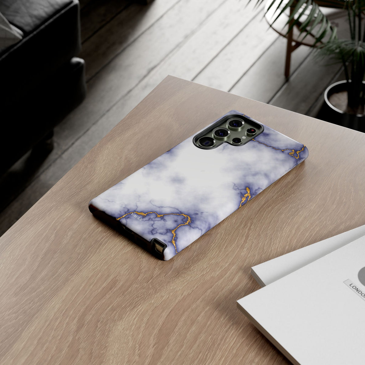 Purple Marble Tough Phone Case with Gold Veins