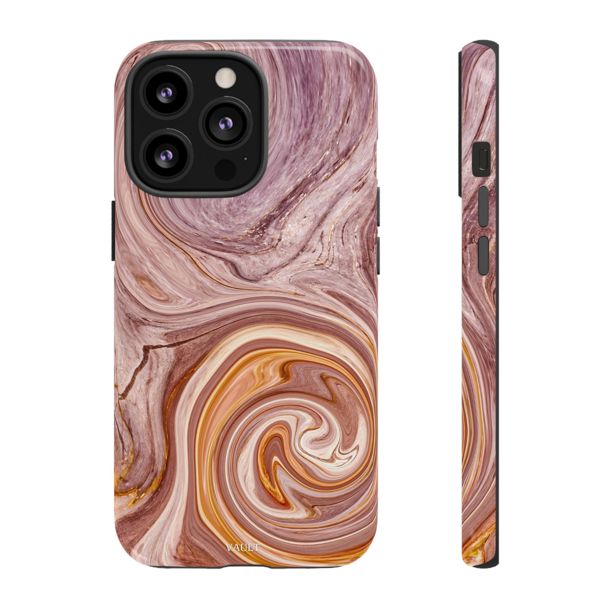 Marble Swirl Phone Case — Pink & Gold Abstract Tough Case