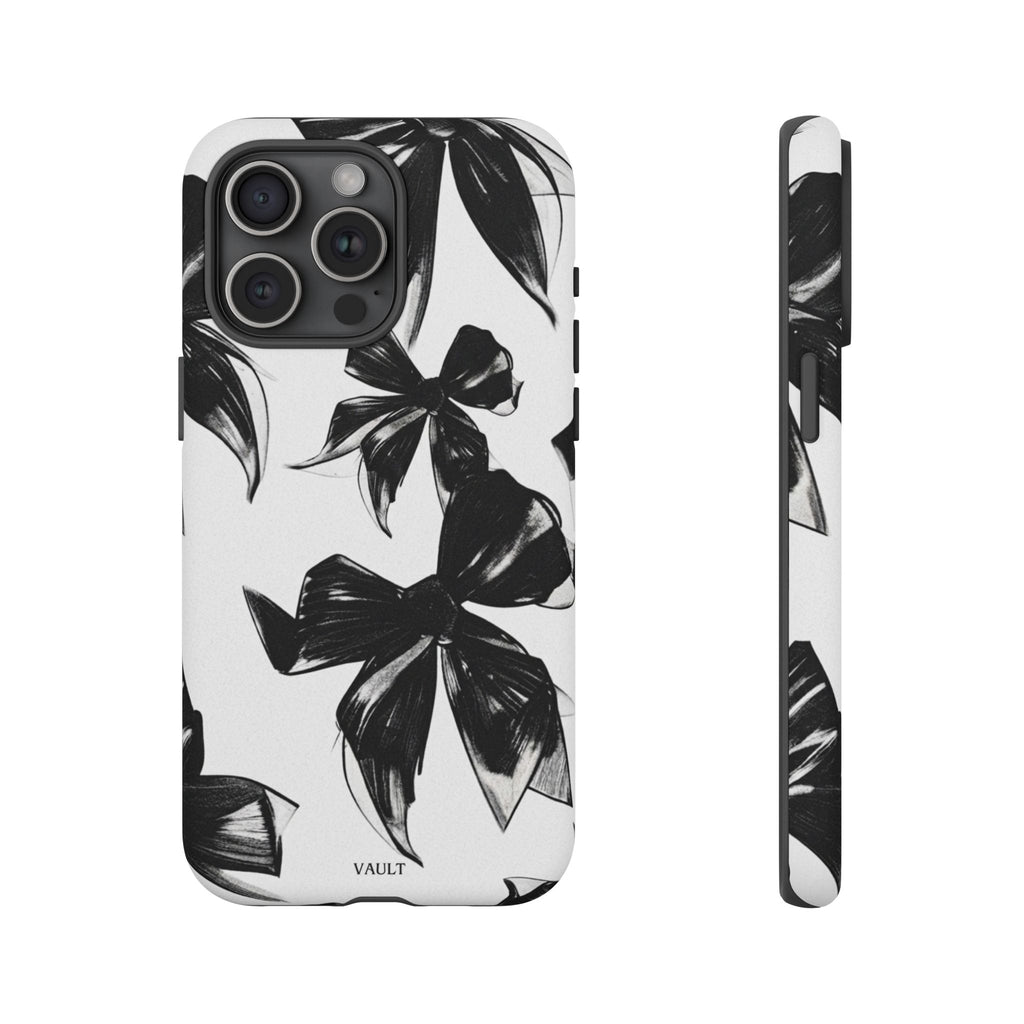 Floral Brushstroke Phone Case — Black & White Botanical Tough Case