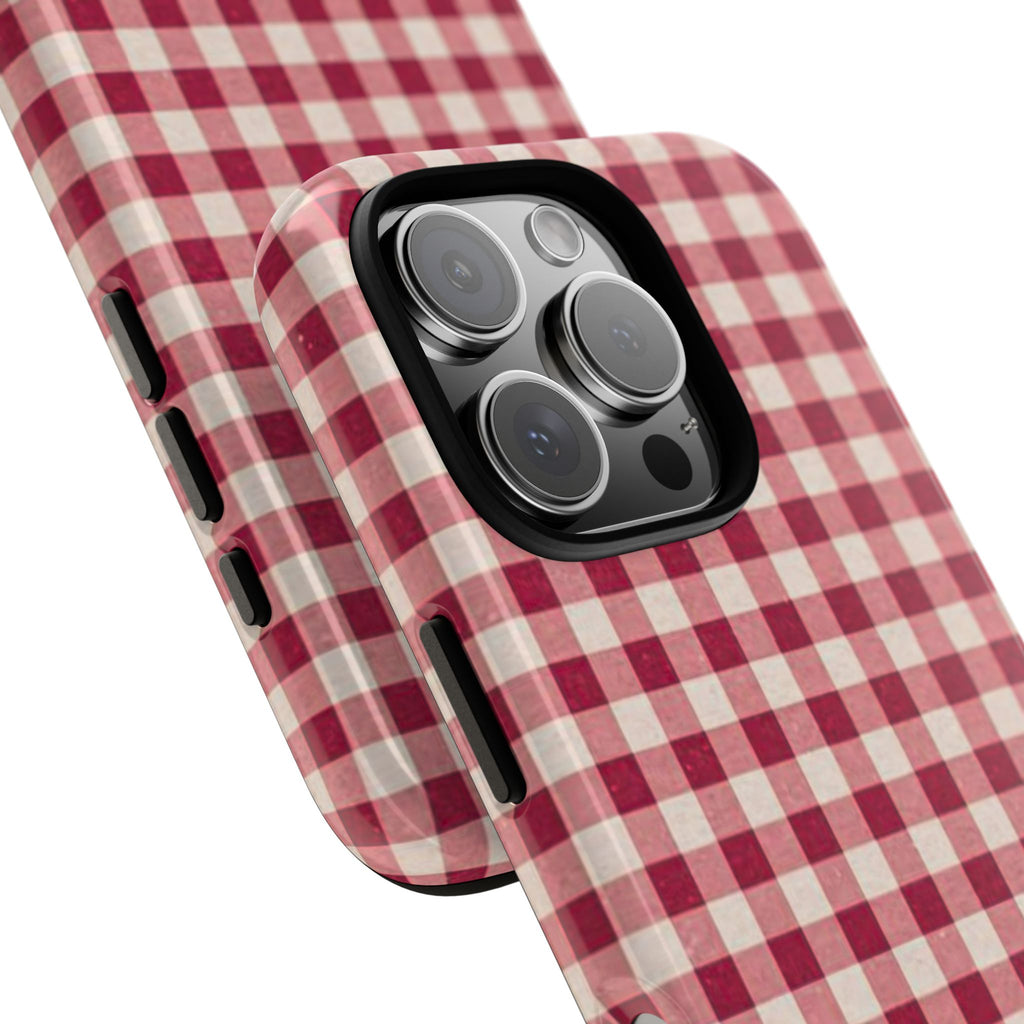 Gingham Phone Case — Red Plaid Tough Case