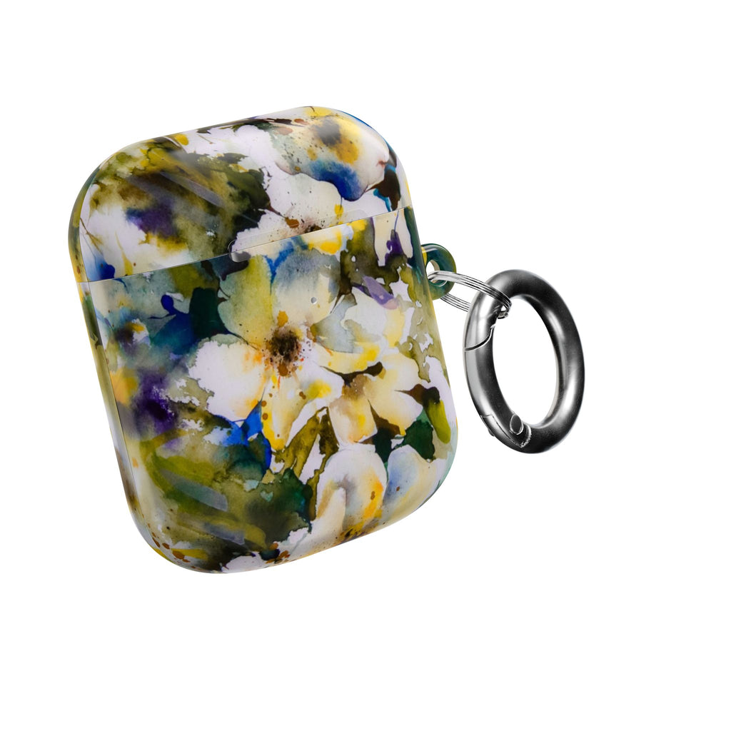 Floral Watercolor AirPod Case — White & Yellow Blossom Protective Cover