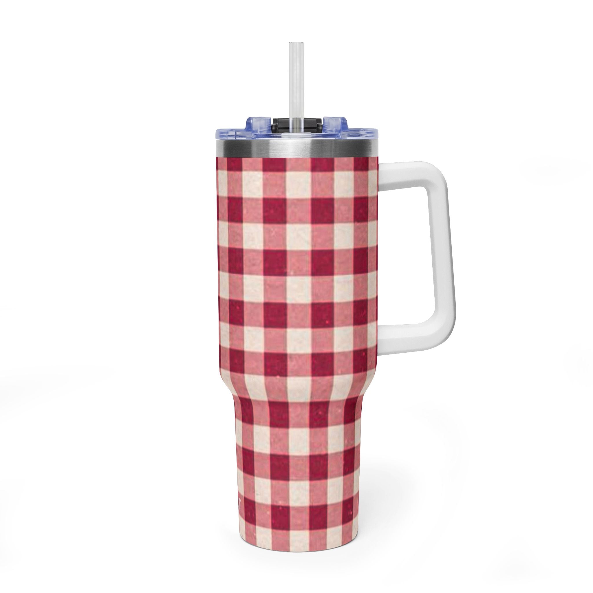 40oz Vacuum Tumbler — Red Buffalo Plaid Insulated Travel Mug
