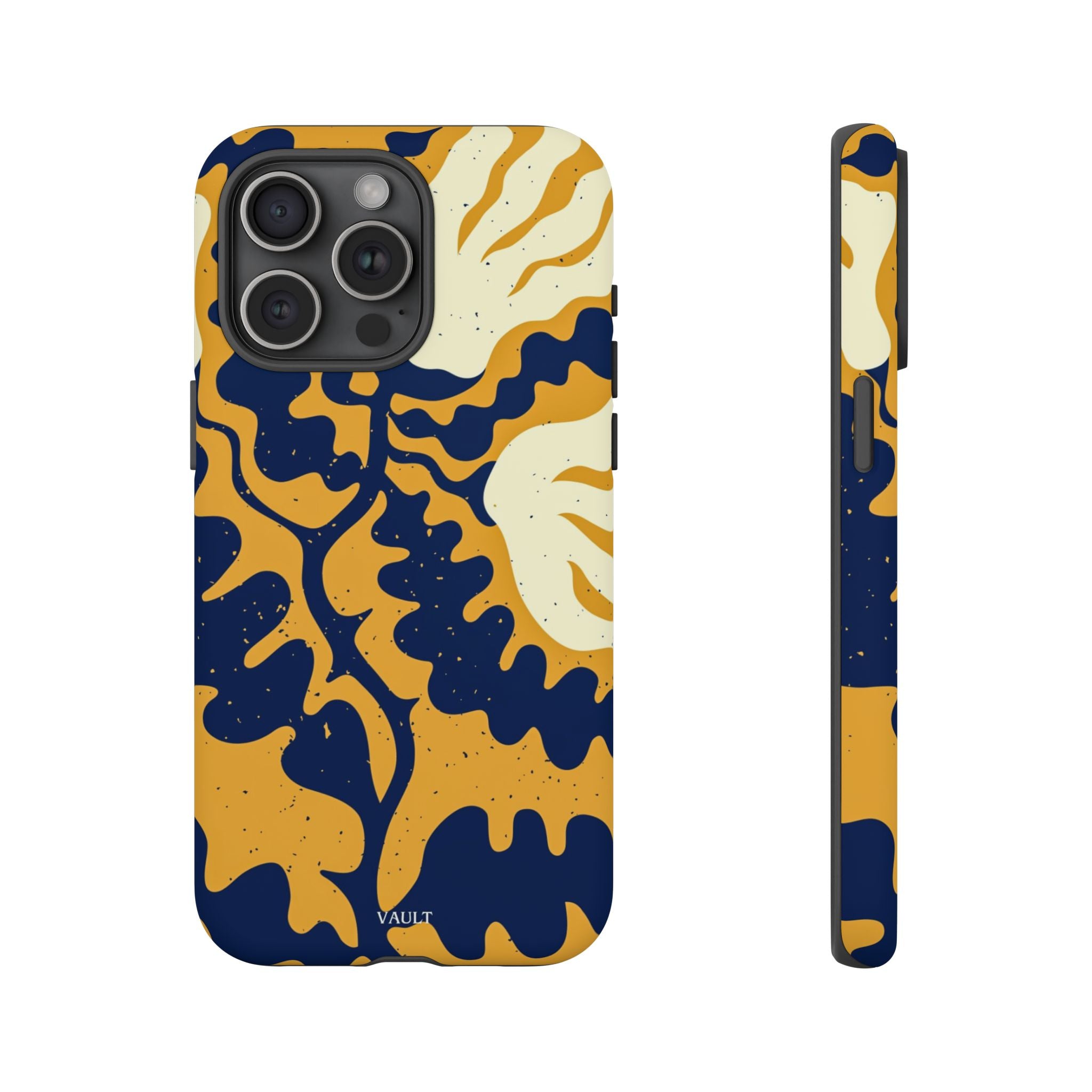 Bold Abstract Floral Phone Case (Navy & Mustard)