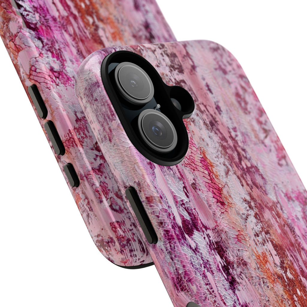 Pink Abstract Art Tough Phone Case — Protective Artistic Phone Cover