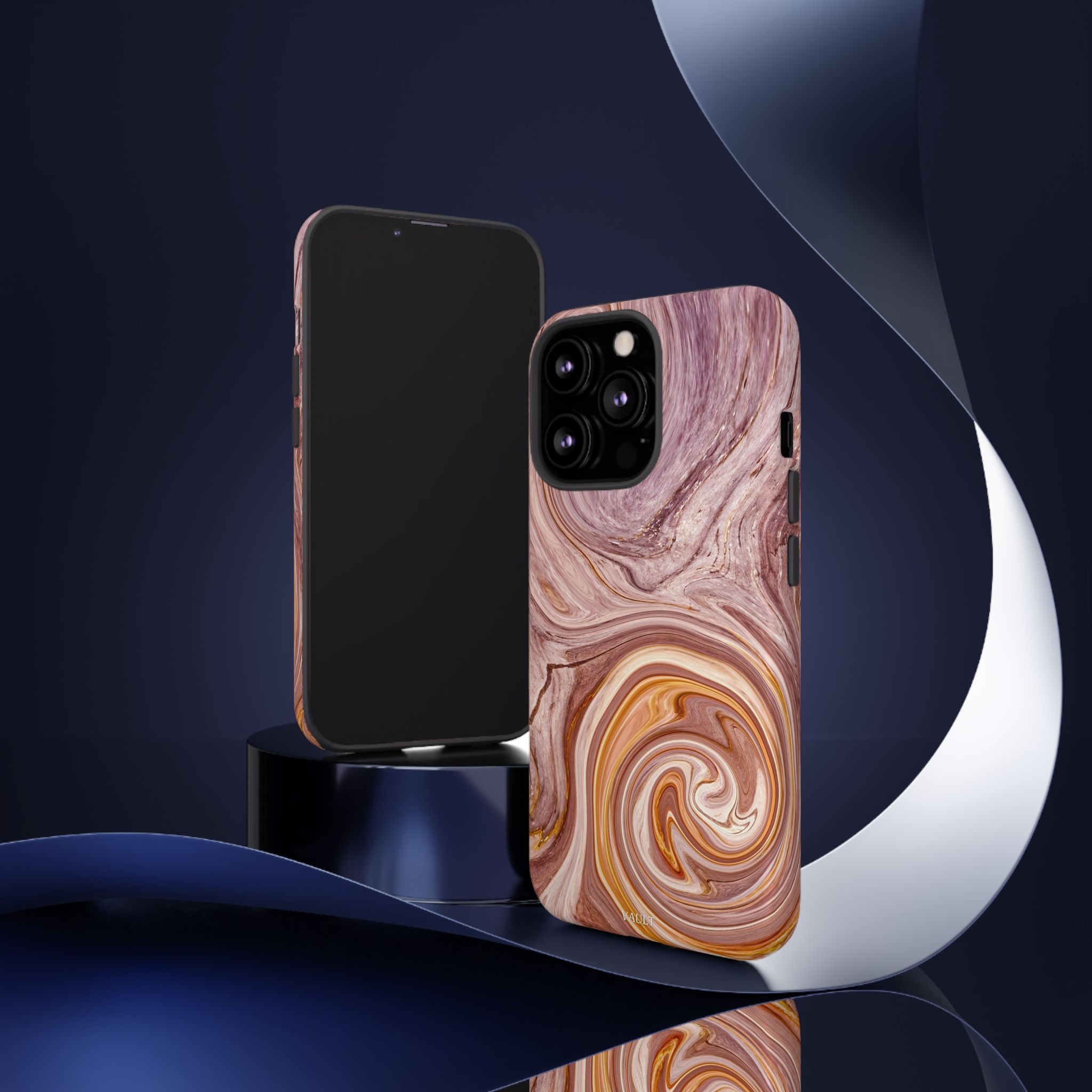 Marble Swirl Phone Case — Pink & Gold Abstract Tough Case