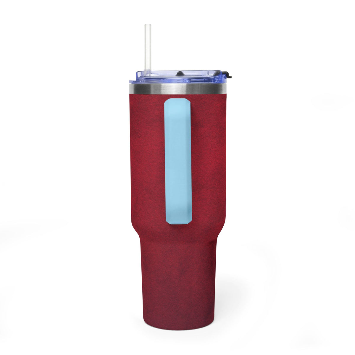 40oz Red Vacuum Tumbler – Insulated Travel Mug with Straw & Handle