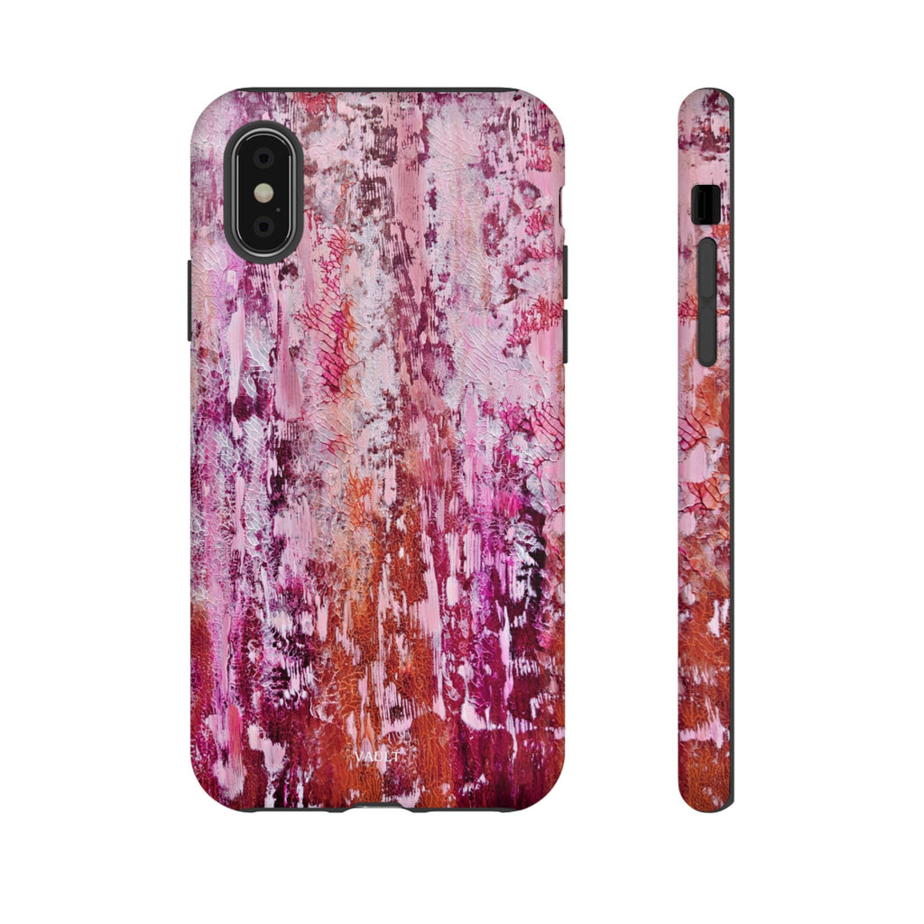 Pink Abstract Art Tough Phone Case — Protective Artistic Phone Cover