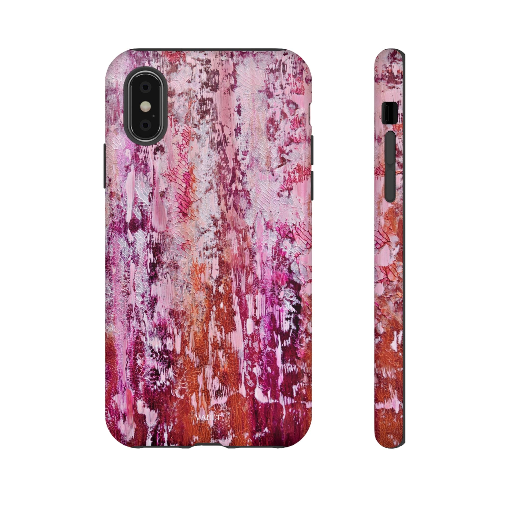 Pink Abstract Art Tough Phone Case — Protective Artistic Phone Cover