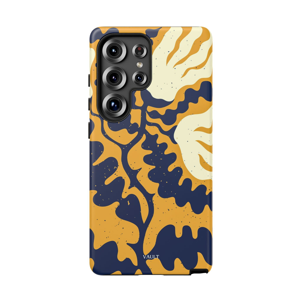 Bold Abstract Floral Phone Case (Navy & Mustard)