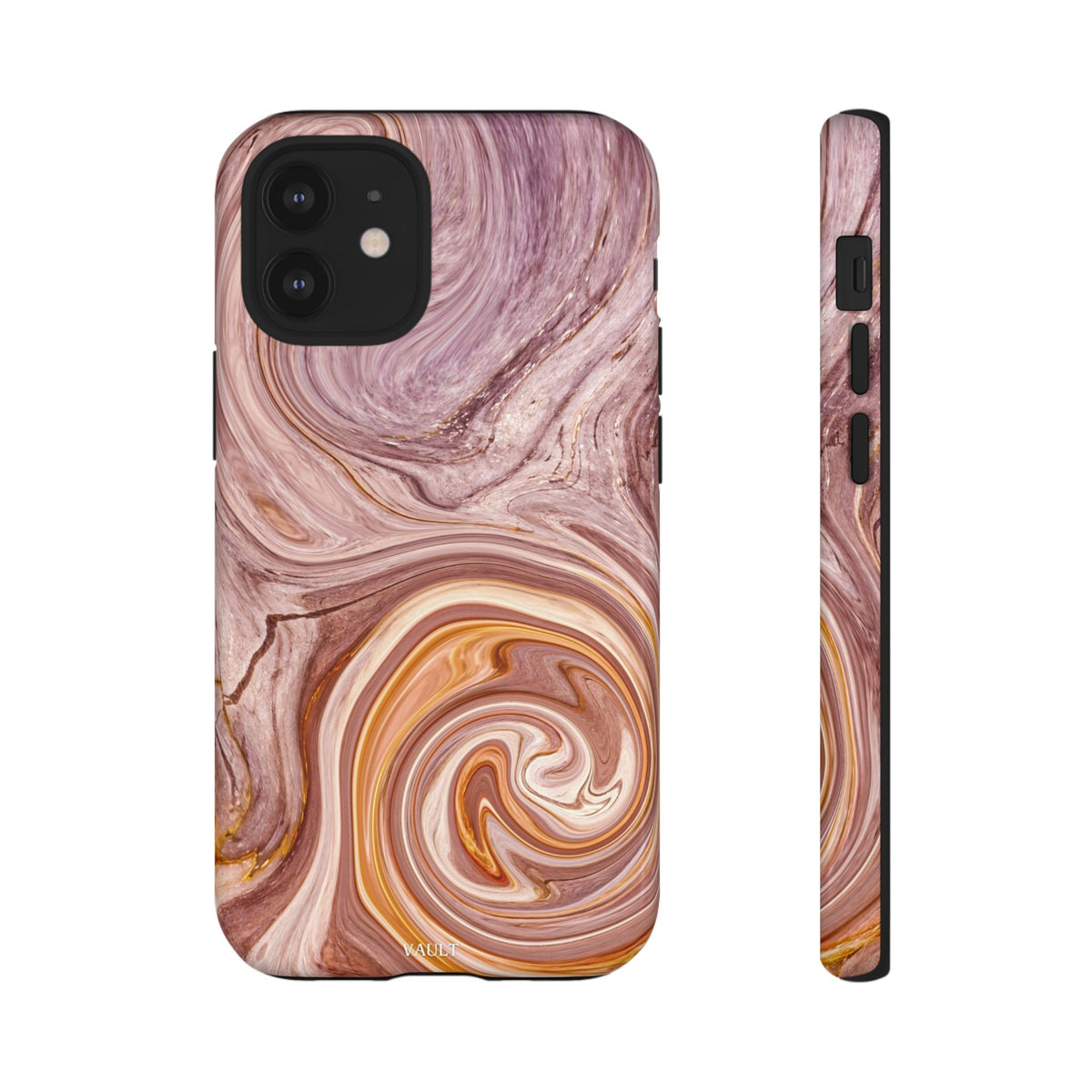 Marble Swirl Phone Case — Pink & Gold Abstract Tough Case