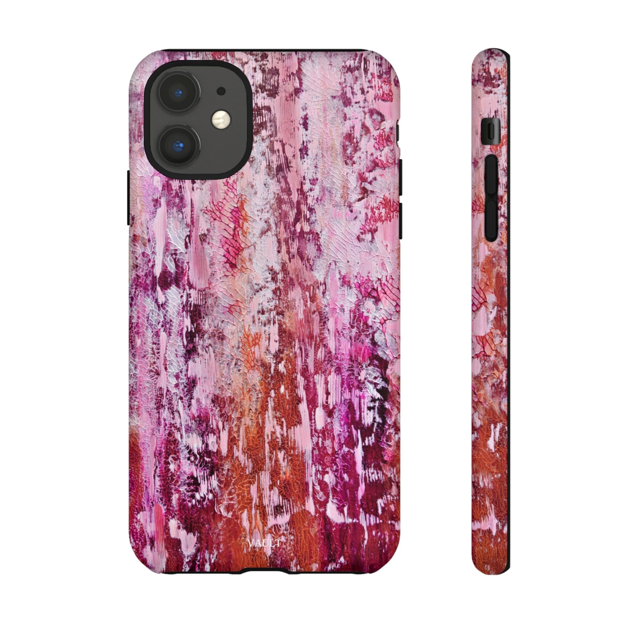 Pink Abstract Art Tough Phone Case — Protective Artistic Phone Cover