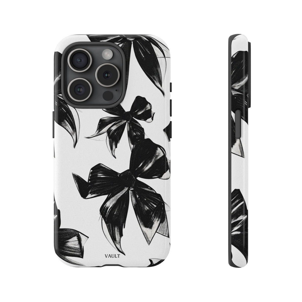 Floral Brushstroke Phone Case — Black & White Botanical Tough Case