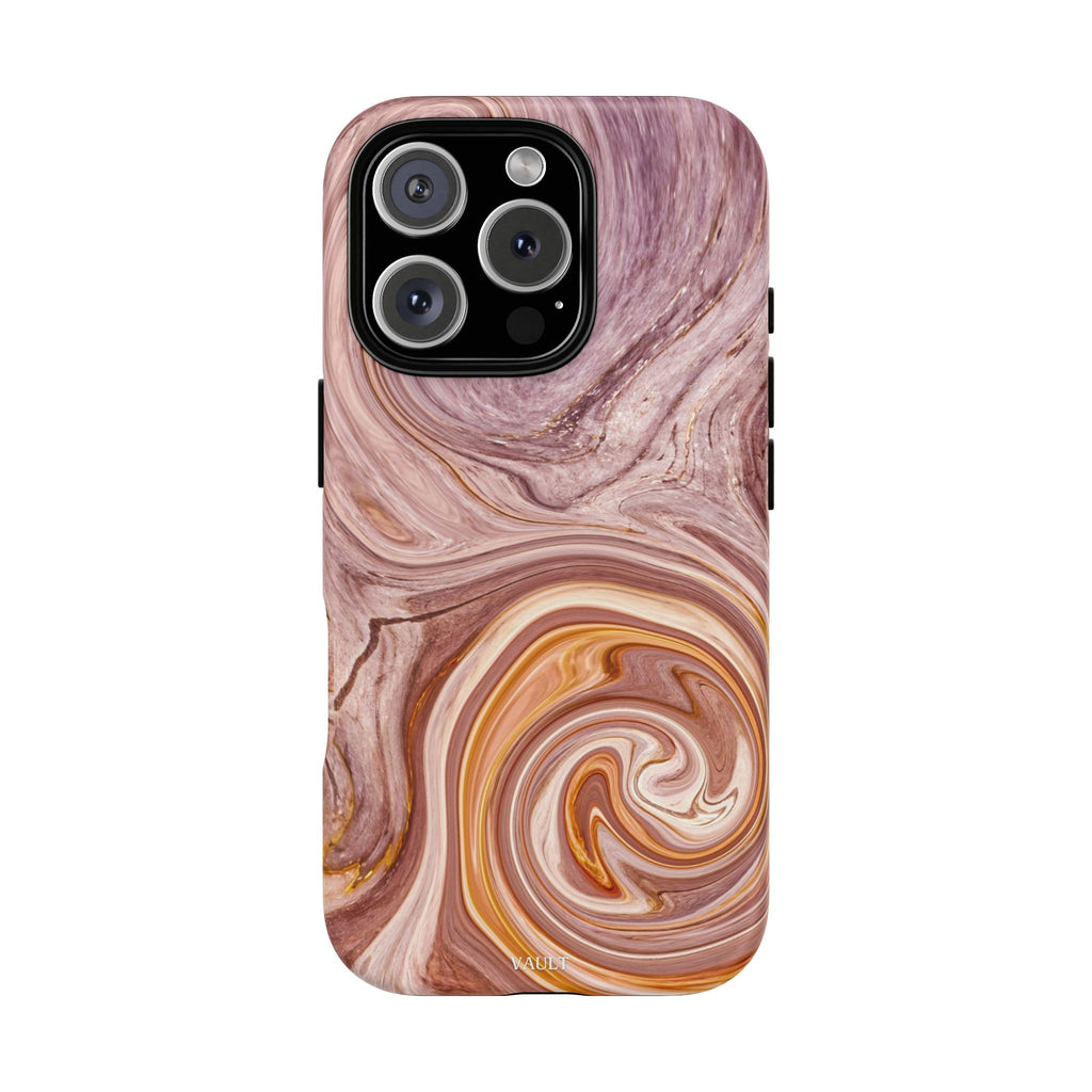 Marble Swirl Phone Case — Pink & Gold Abstract Tough Case