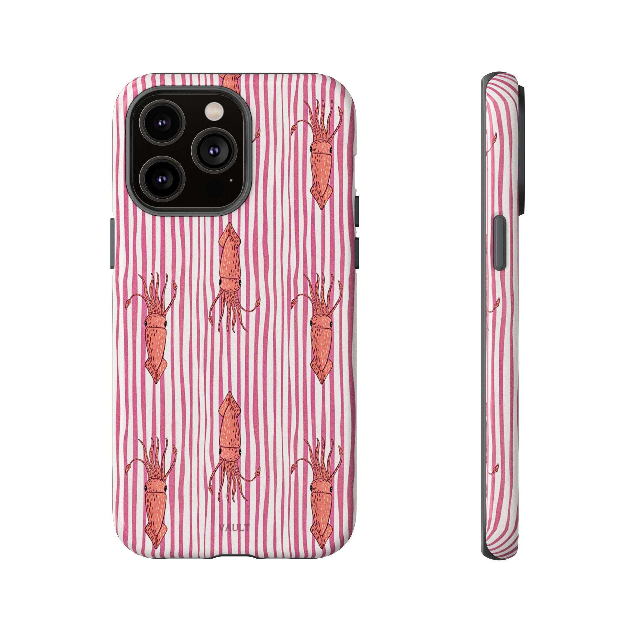 Squid Stripe Phone Case — Pink Nautical Sea Creature Pattern