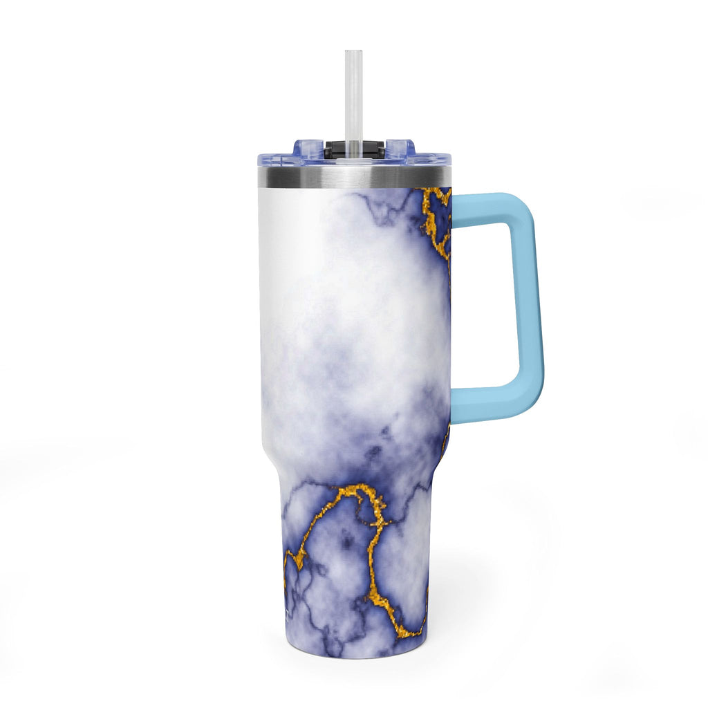40oz Marble Thermal Tumbler - Blue & Gold Veined Vacuum Cup
