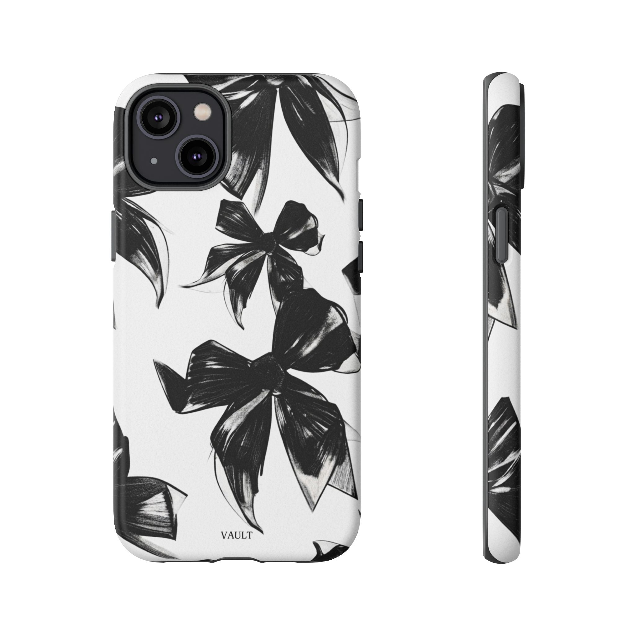 Floral Brushstroke Phone Case — Black & White Botanical Tough Case
