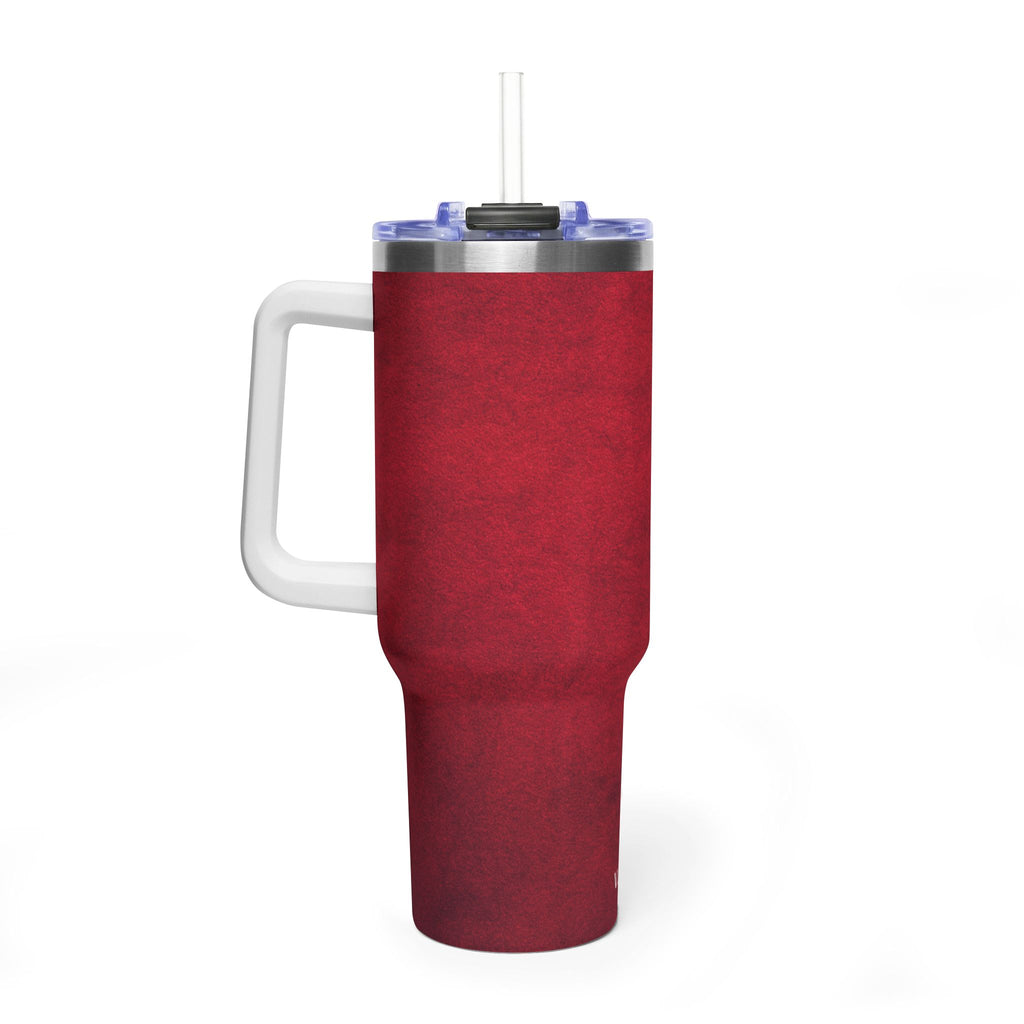 40oz Red Vacuum Tumbler – Insulated Travel Mug with Straw & Handle