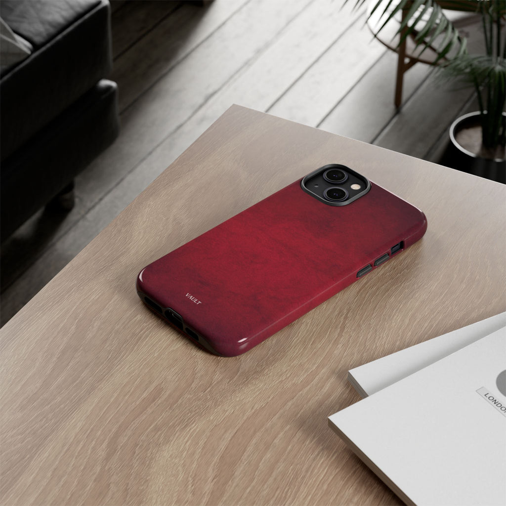 Red Leather Texture Phone Case Impact-Resistant Case