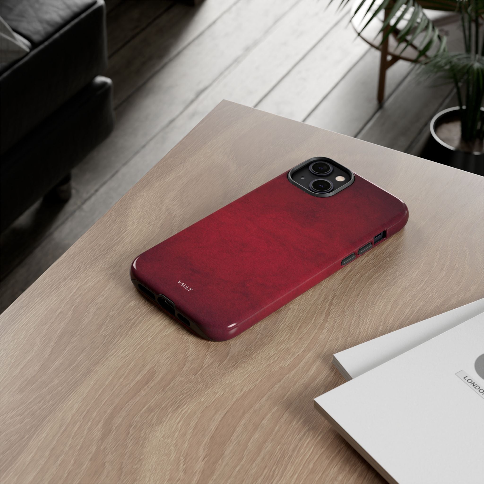 Red Leather Texture Phone Case Impact-Resistant Case
