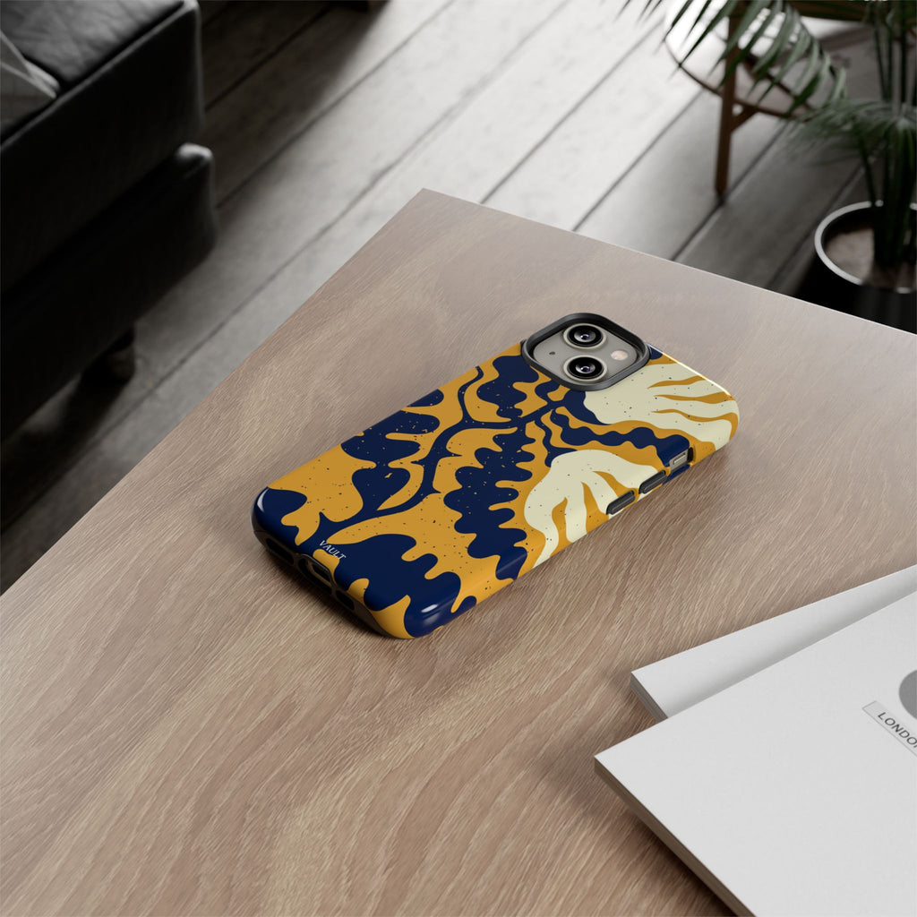 Bold Abstract Floral Phone Case (Navy & Mustard)