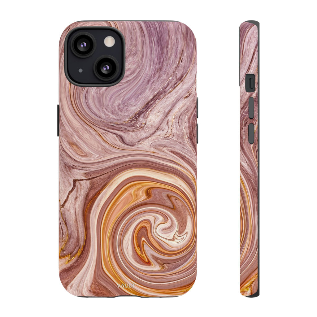 Marble Swirl Phone Case — Pink & Gold Abstract Tough Case