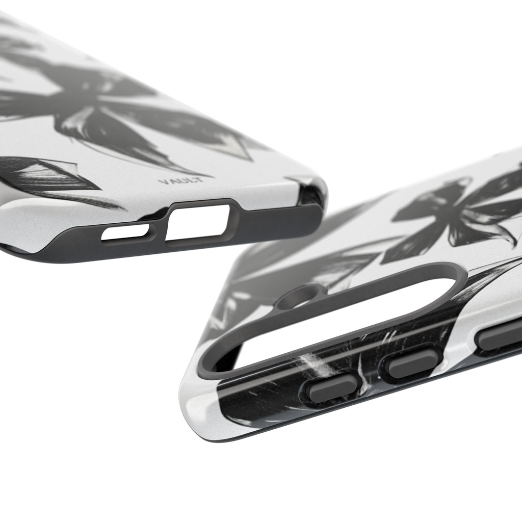 Floral Brushstroke Phone Case — Black & White Botanical Tough Case