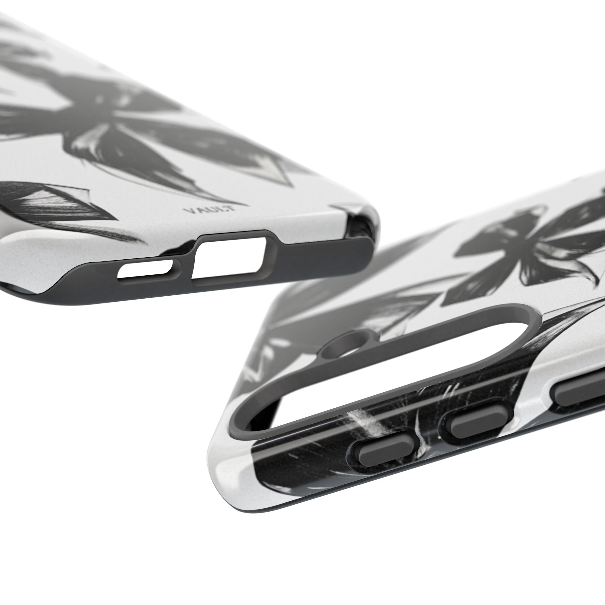 Floral Brushstroke Phone Case — Black & White Botanical Tough Case