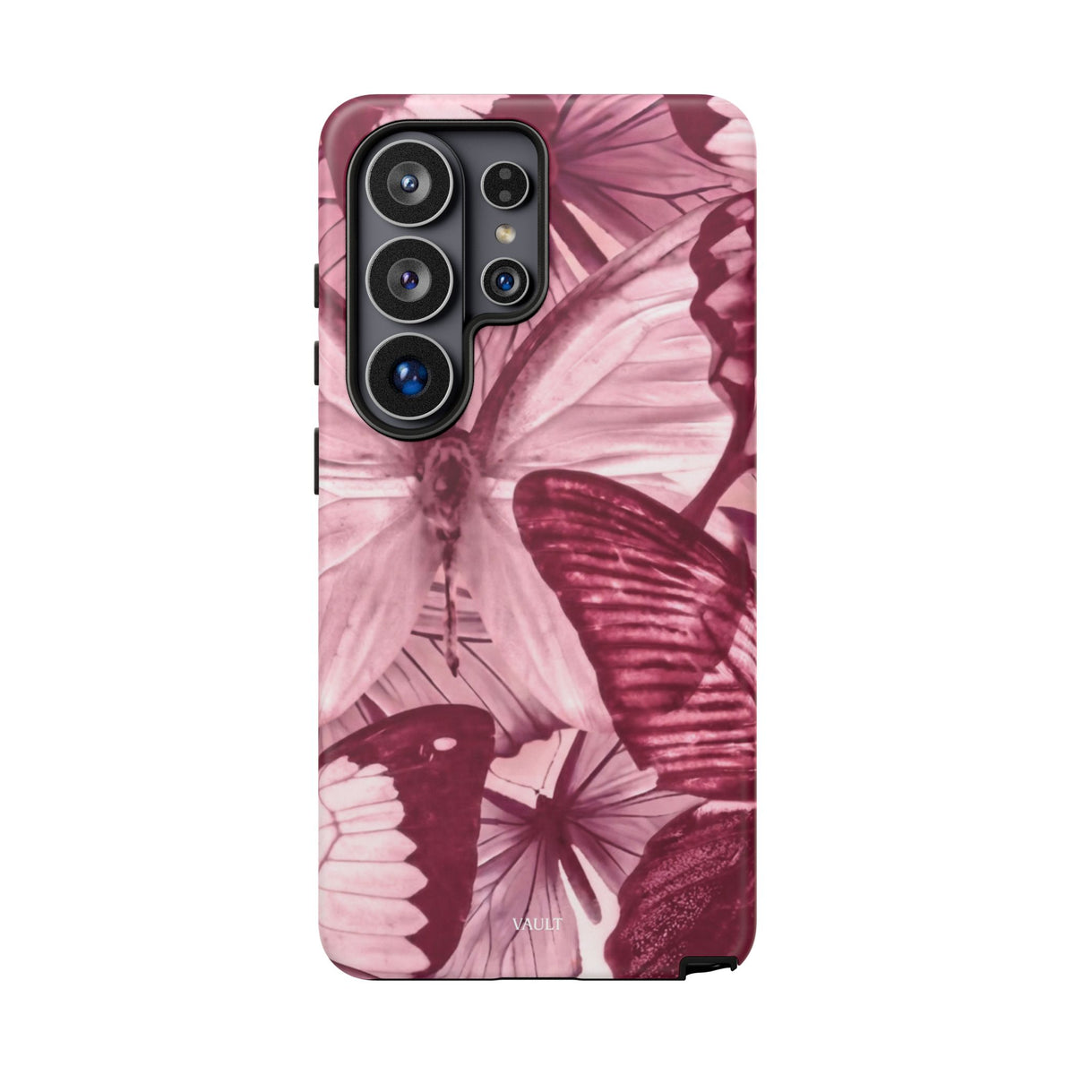 Butterfly Tough Phone Case — Vintage Pink Floral Protective Cover