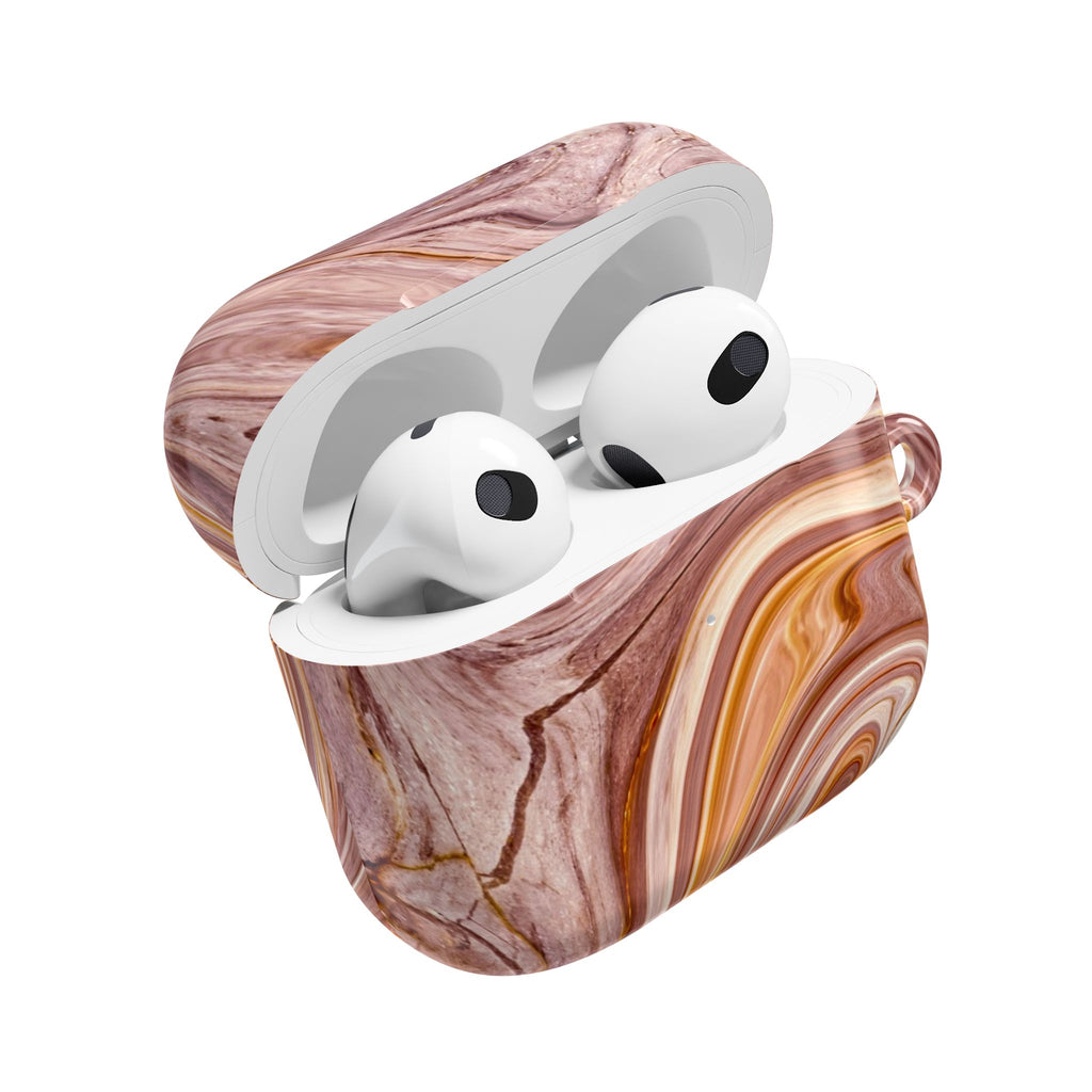Marble Swirl AirPod Case — Pink & Gold Abstract Protective Cover