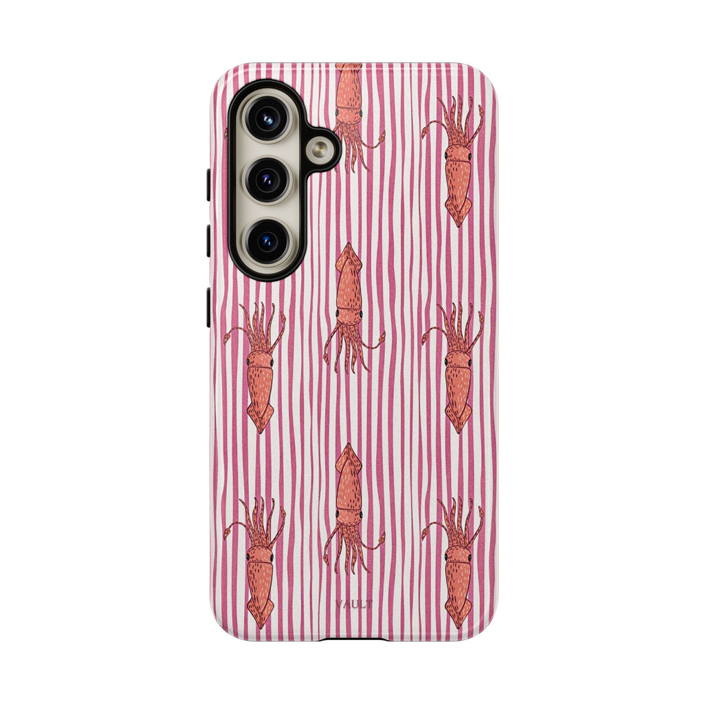 Squid Stripe Phone Case — Pink Nautical Sea Creature Pattern