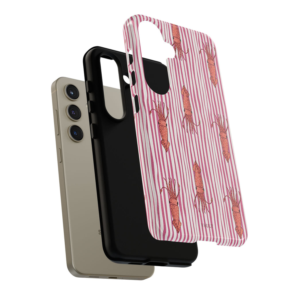 Squid Stripe Phone Case — Pink Nautical Sea Creature Pattern